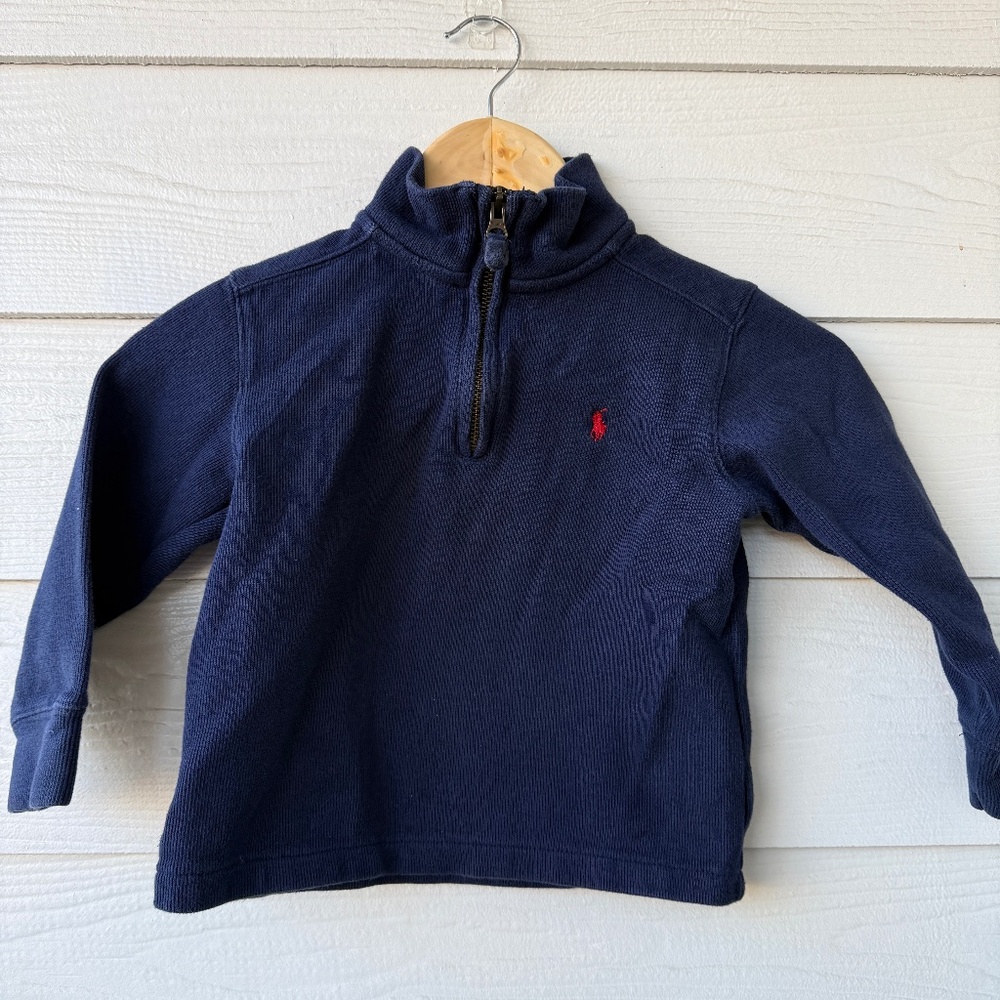 Polo Ralph Lauren Half‎ Zip Pullover Sweater | Kids 4 | Navy Red | Cozy Layer